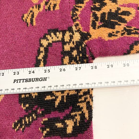 NWOT FARM RIO Cardigan M Oversized Wild-Leopards&Animal-Print Fuchsia-Pink&Brown - Picture 10 of 12